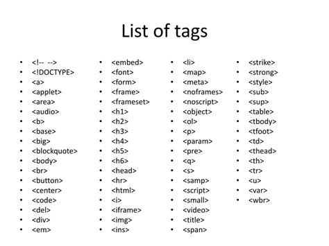 Tag List .